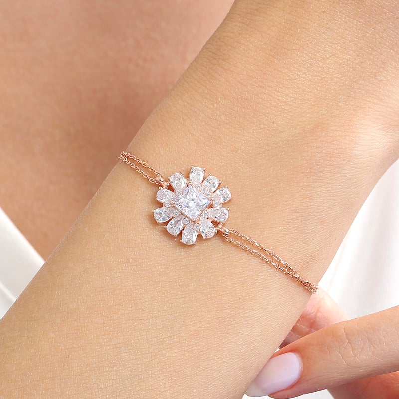 Effective Diamond Milano Rüyası Rose Renk Işıltılı Gümüş Bileklik