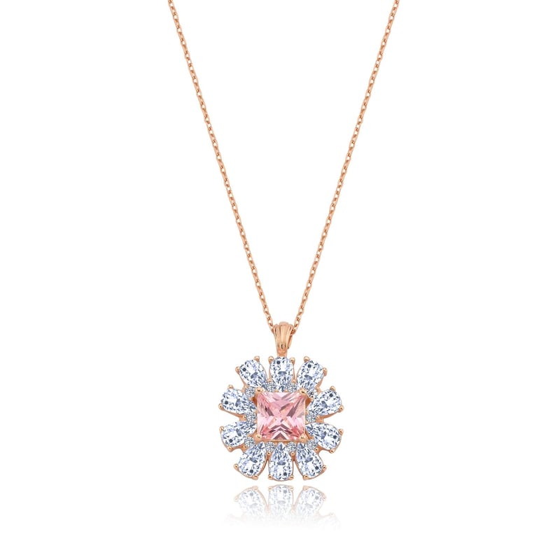 Effective Diamond Milano Rüyası Rose Renk Pink Taşlı Gümüş Kolye