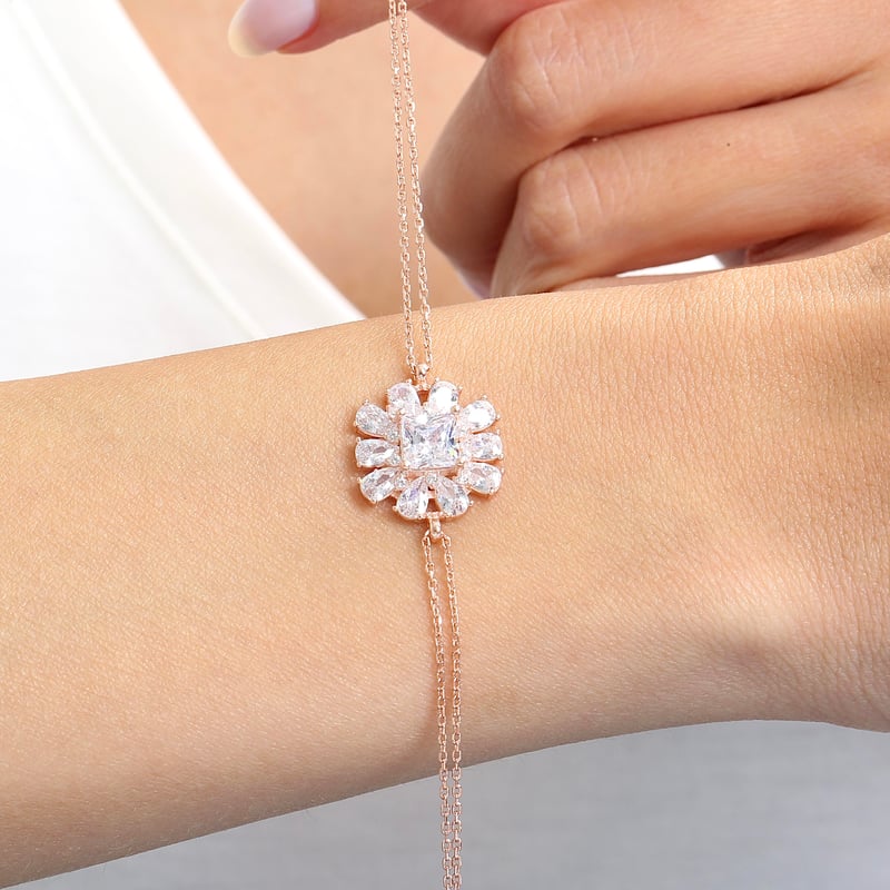 Effective Diamond Milano Rüyası Rose Renk Işıltılı Gümüş Bileklik