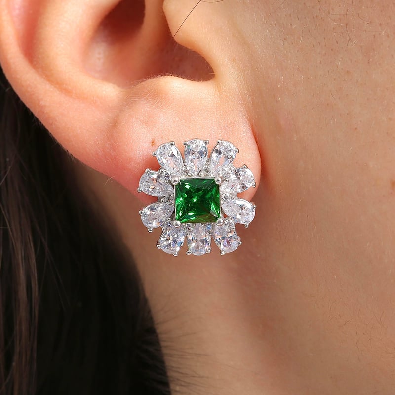 Effective Diamond Milano Rüyası Sentetik Zümrüt Taşlı Gümüş Küpe