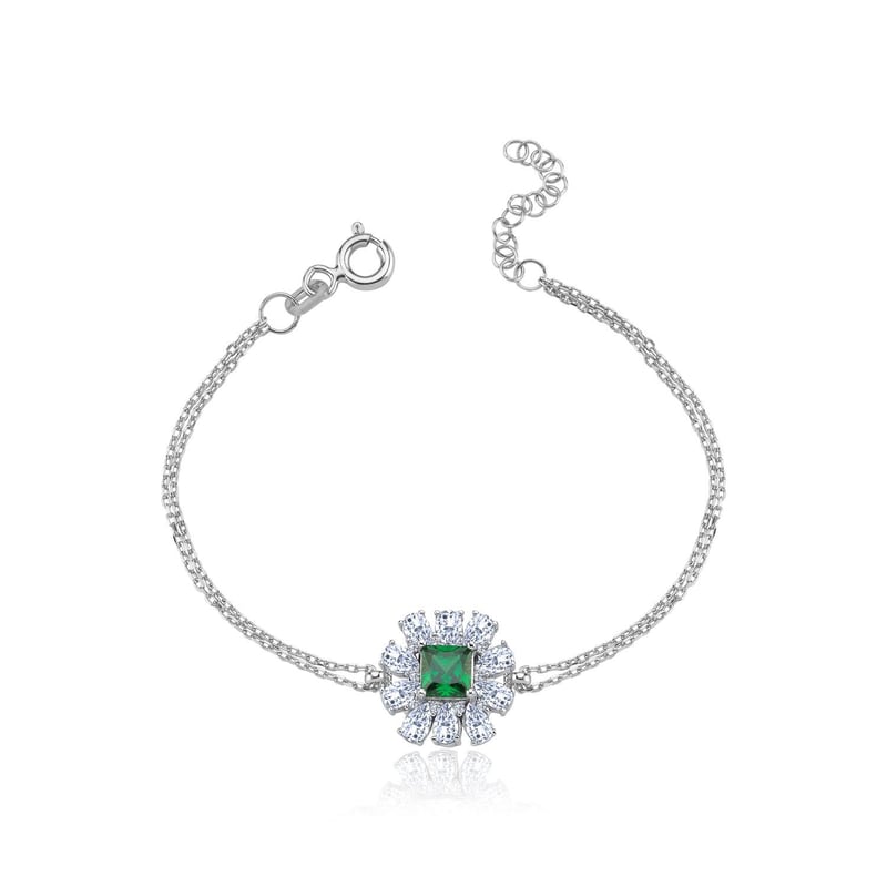 Effective Diamond Milano Rüyası Sentetik Zümrüt Taşlı Gümüş Bileklik