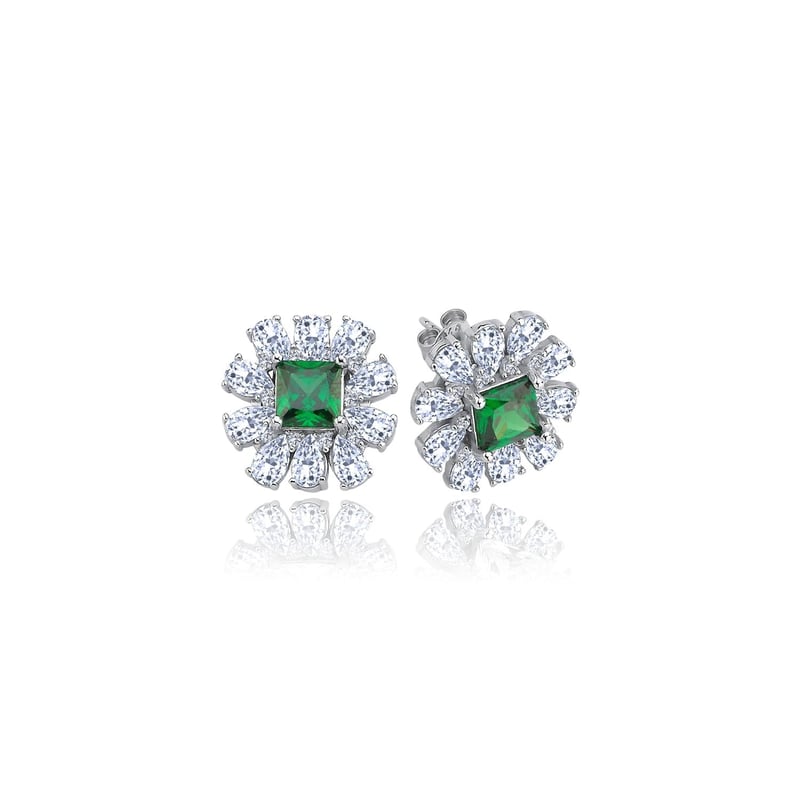 Effective Diamond Milano Rüyası Sentetik Zümrüt Taşlı Gümüş Küpe