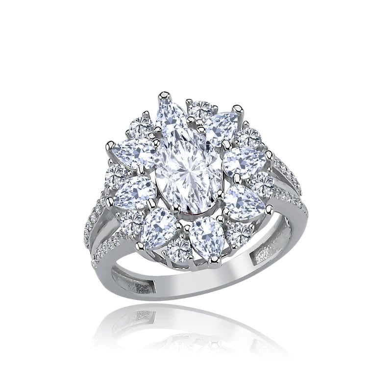 Effective Diamond Paris Işıltısı Işıltılı Gümüş Yüzük