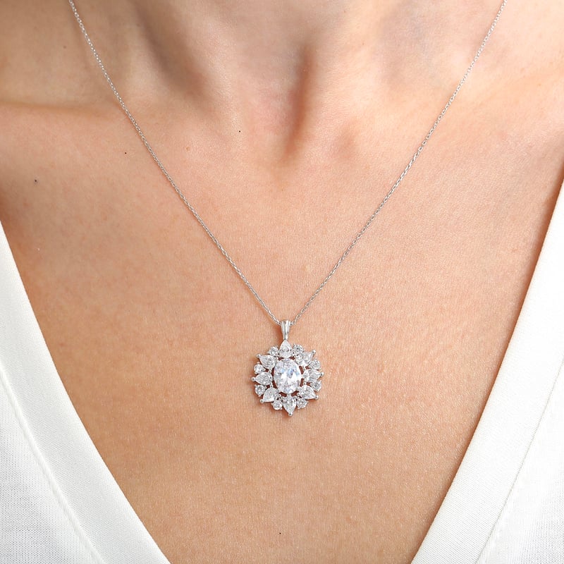 Effective Diamond Paris Işıltısı Işıltılı Gümüş Kolye