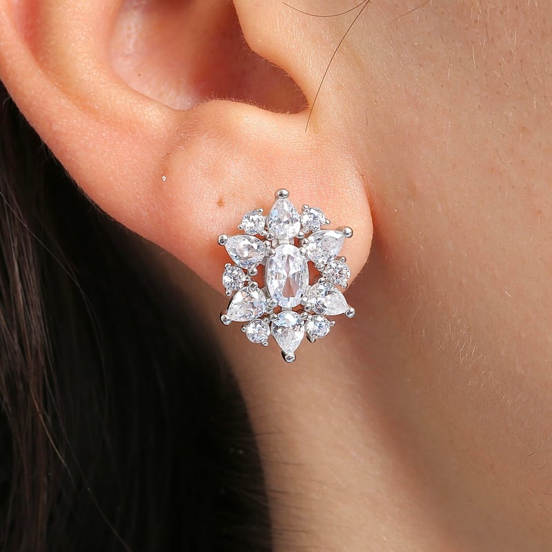 Effective Diamond Paris Işıltısı Işıltılı Gümüş Küpe