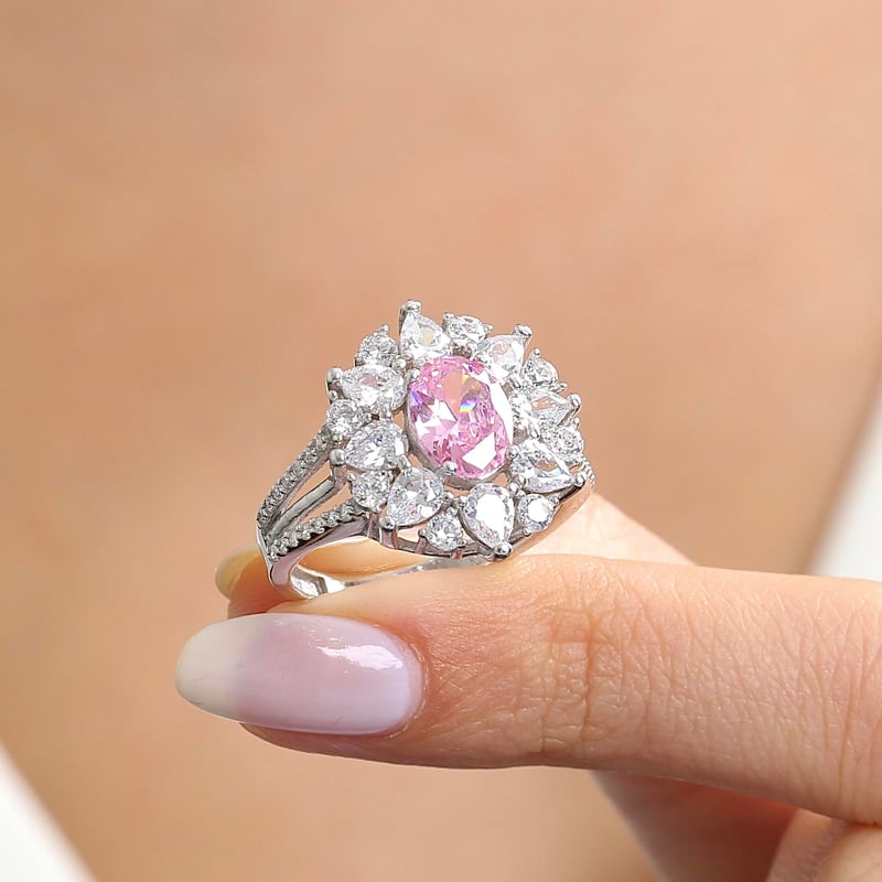 Effective Diamond Paris Işıltısı Pink Taşlı Gümüş Yüzük