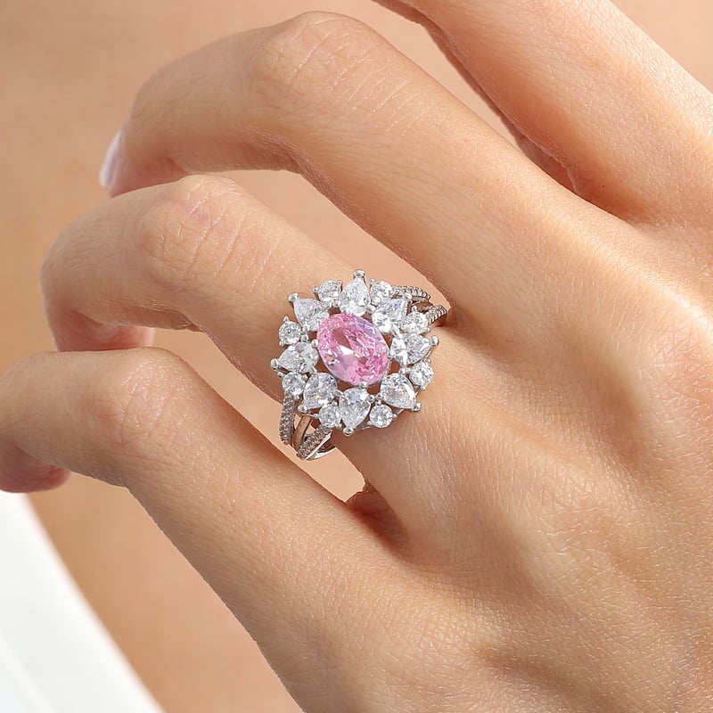 Effective Diamond Paris Işıltısı Pink Taşlı Gümüş Yüzük