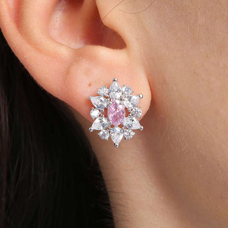 Effective Diamond Paris Işıltısı Pink Taşlı Gümüş Küpe