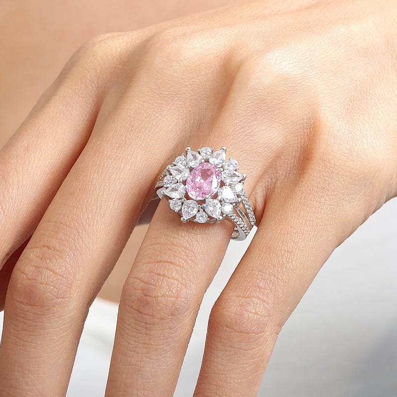 Effective Diamond Paris Işıltısı Pink Taşlı Gümüş Yüzük