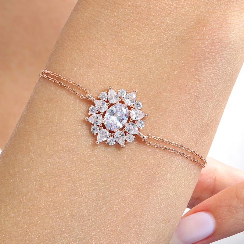 Effective Diamond Paris Işıltısı Rose Renk Işıltılı Gümüş Bileklik