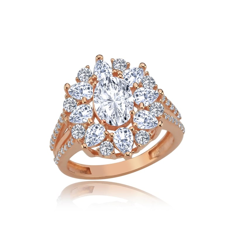 Effective Diamond Paris Işıltısı Rose Renk Işıltılı Gümüş Yüzük