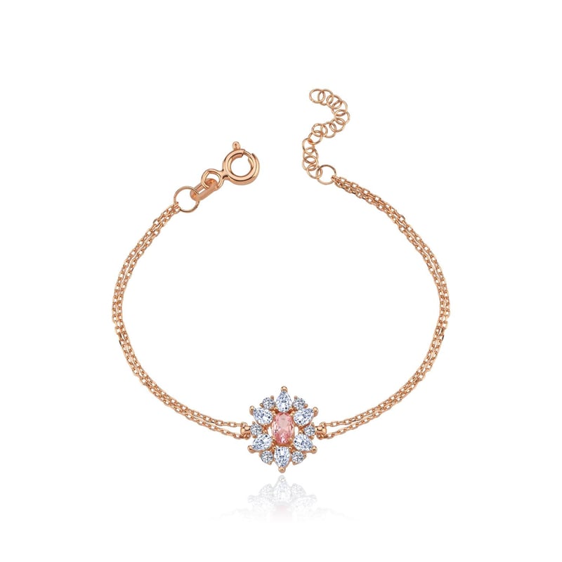 Effective Diamond Paris Işıltısı Rose Renk Pink Taşlı Gümüş Bileklik