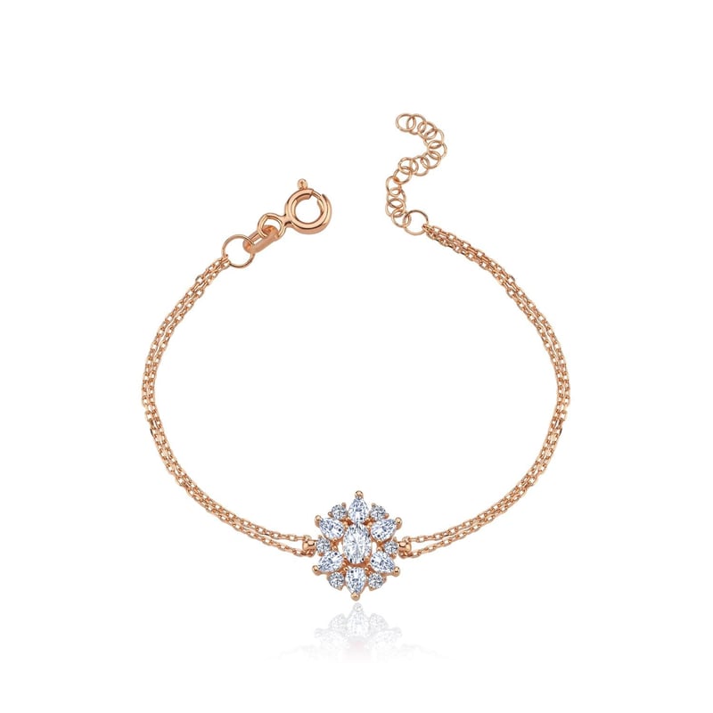 Effective Diamond Paris Işıltısı Rose Renk Işıltılı Gümüş Bileklik