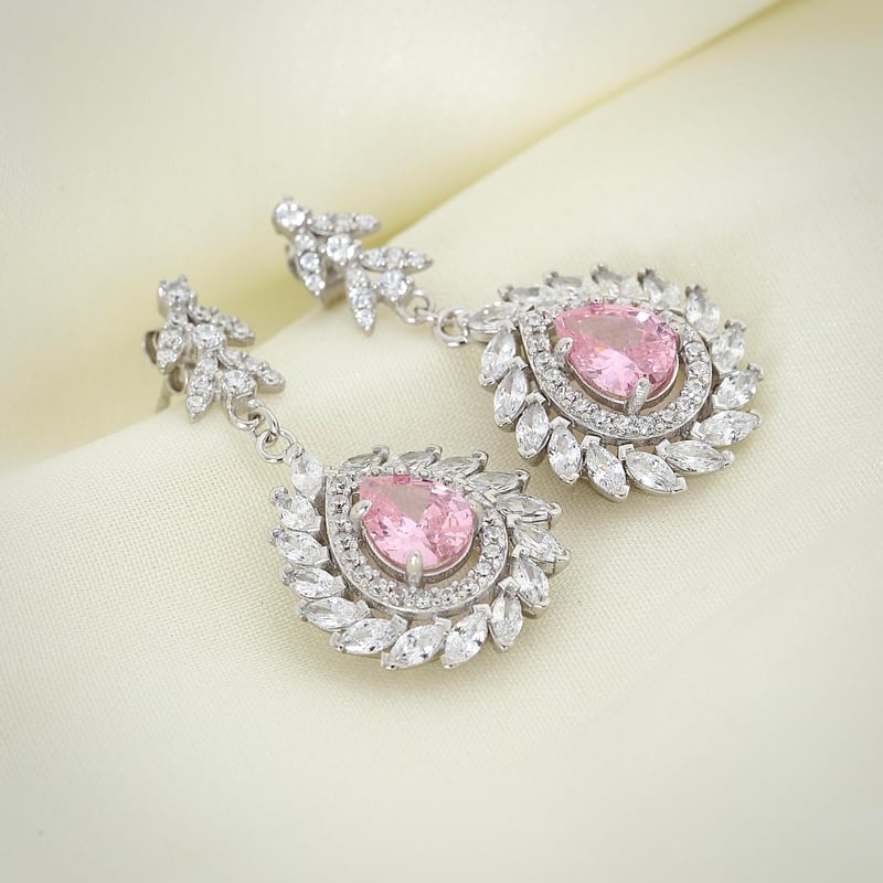 Effective Diamond Pink Taşlı Markiz Serenatı Gümüş Küpe