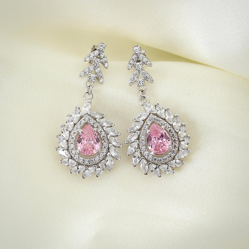 Effective Diamond Pink Taşlı Markiz Serenatı Gümüş Küpe