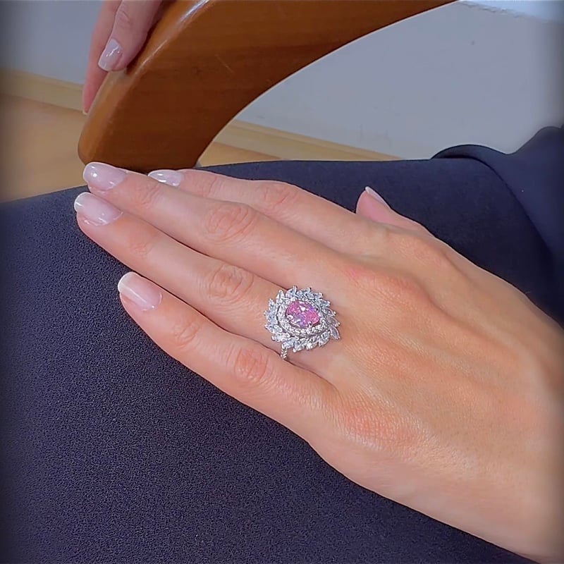 Effective Diamond Pink Taşlı Markiz Serenatı Gümüş Yüzük