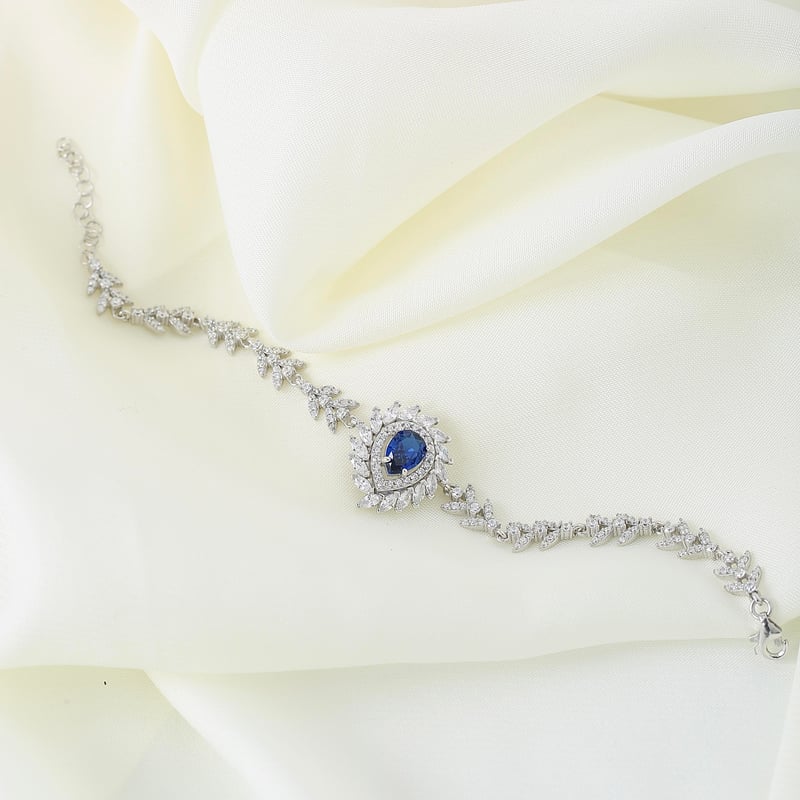 Effective Diamond Sentetik Sentetik Safir Markiz Serenatı Gümüş Bileklik