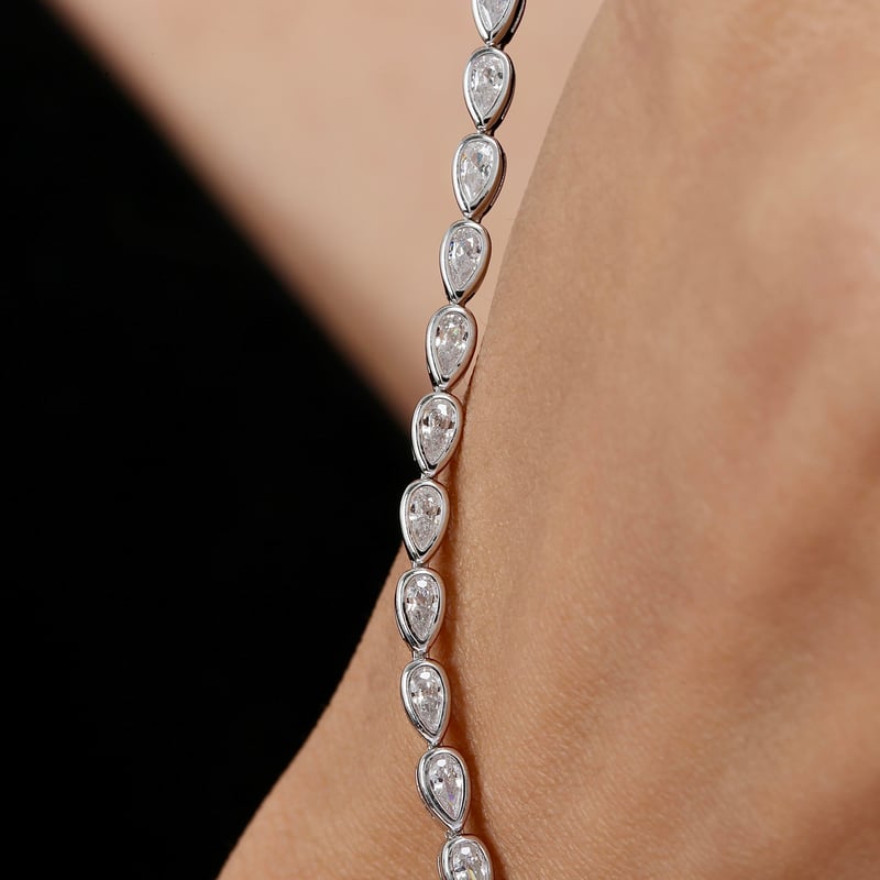 Effective Diamond Sıvama Damla Işıltısı 925 Ayar Gümüş Su Yolu Bileklik