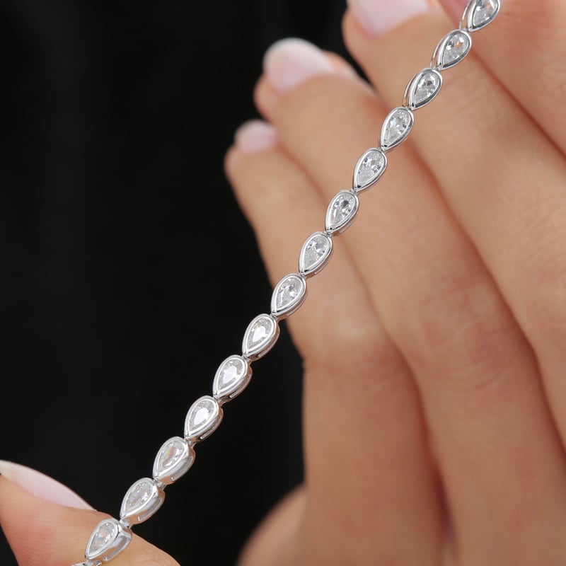 Effective Diamond Sıvama Damla Işıltısı 925 Ayar Gümüş Su Yolu Bileklik