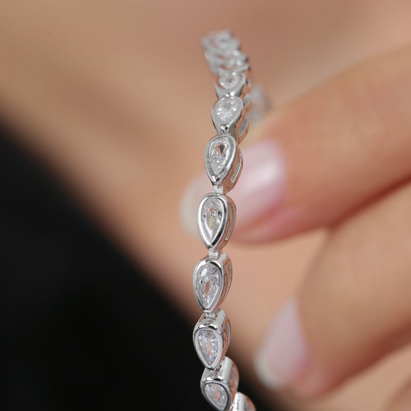 Effective Diamond Sıvama Damla Işıltısı 925 Ayar Gümüş Su Yolu Bileklik