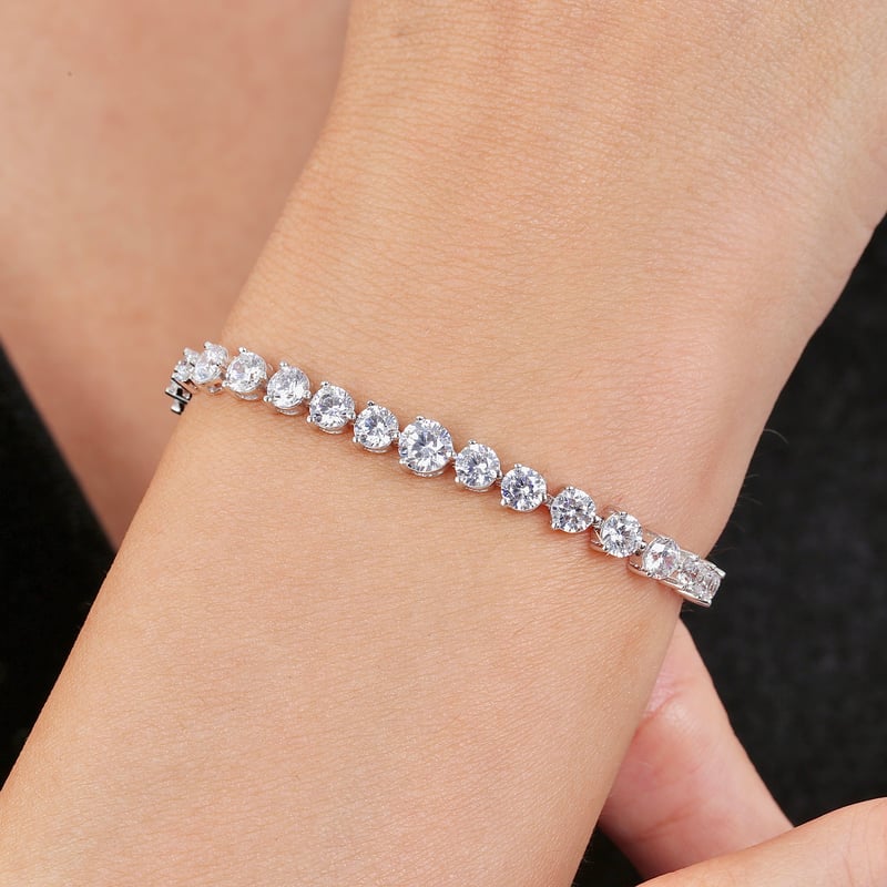 Effective Diamond Süzme Akış Formu 925 Ayar Gümüş Su Yolu Bileklik