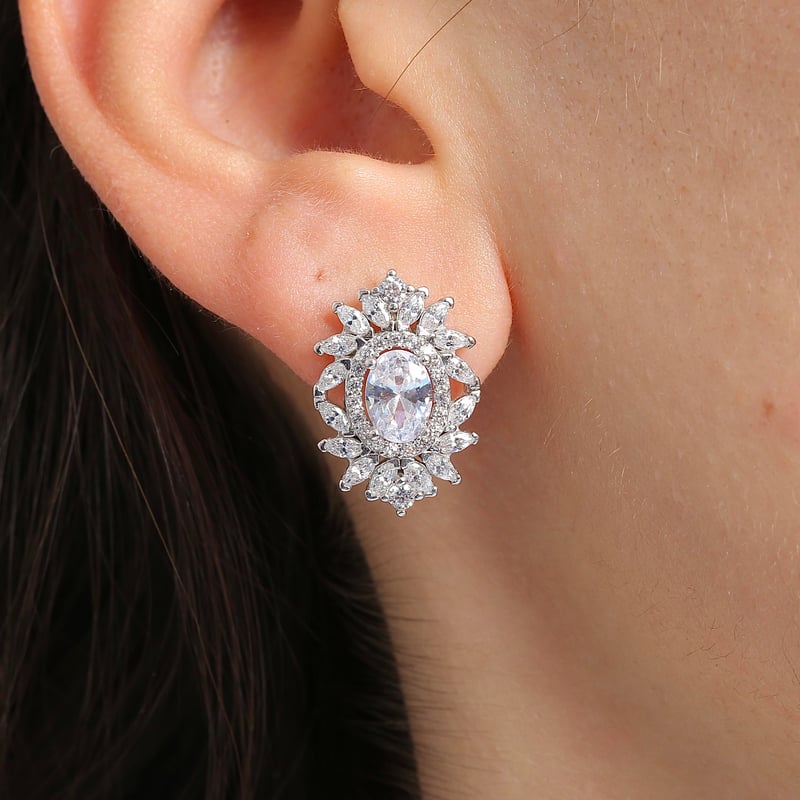 Effective Diamond Venedik Dansı Işıltılı Gümüş Küpe