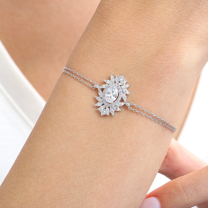 Effective Diamond Venedik Dansı Işıltılı Gümüş Bileklik