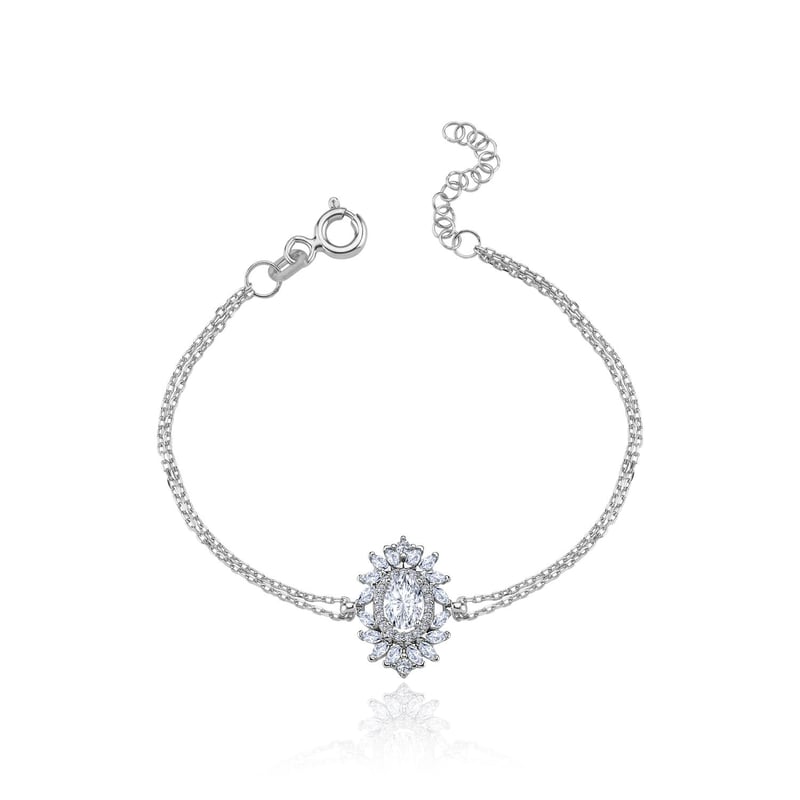 Effective Diamond Venedik Dansı Işıltılı Gümüş Bileklik