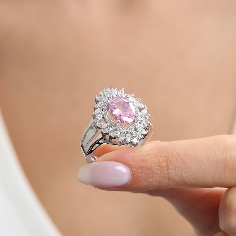 Effective Diamond Venedik Dansı Pink Taşlı Gümüş Yüzük