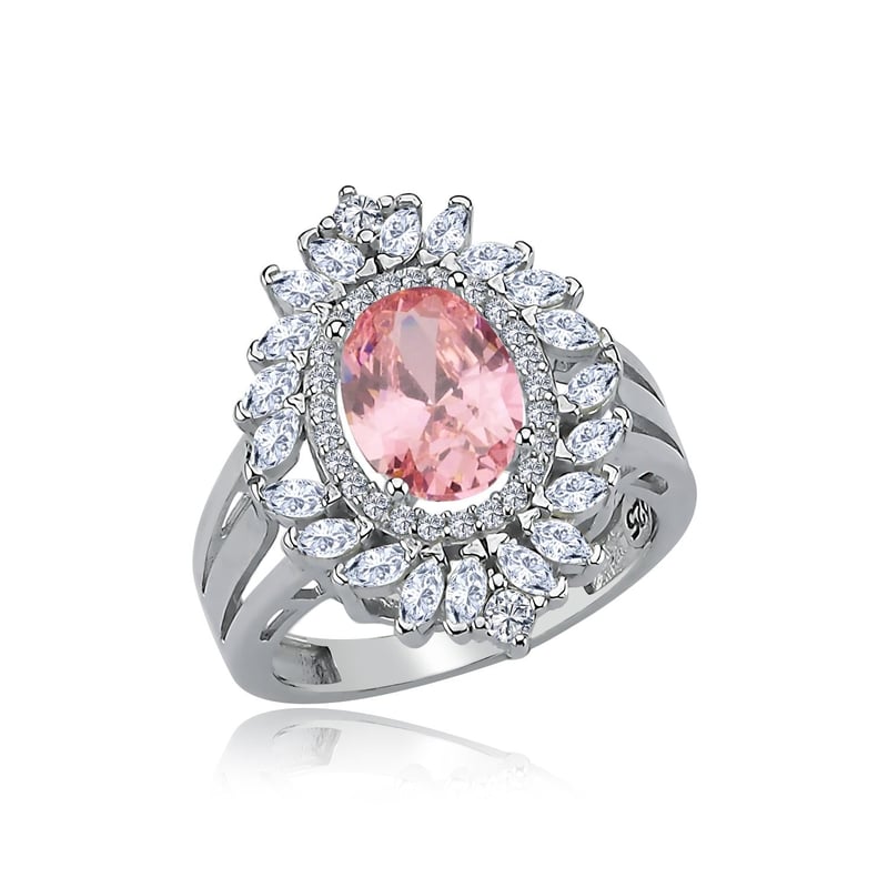 Effective Diamond Venedik Dansı Pink Taşlı Gümüş Yüzük