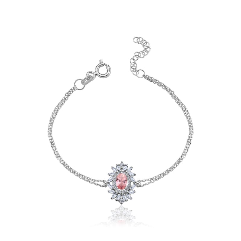 Effective Diamond Venedik Dansı Pink Taşlı Gümüş Bileklik
