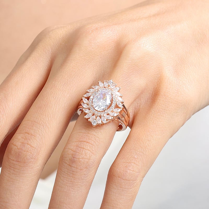 Effective Diamond Venedik Dansı Rose Renk Işıltılı Gümüş Yüzük