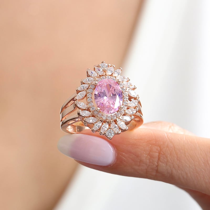 Effective Diamond Venedik Dansı Rose Renk Pink Taşlı Gümüş Yüzük