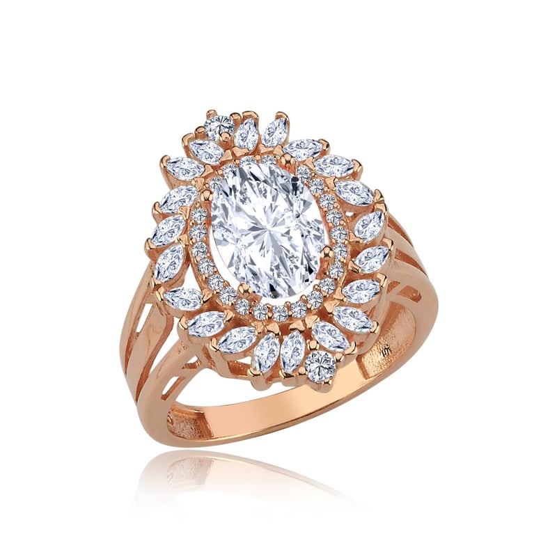 Effective Diamond Venedik Dansı Rose Renk Işıltılı Gümüş Yüzük