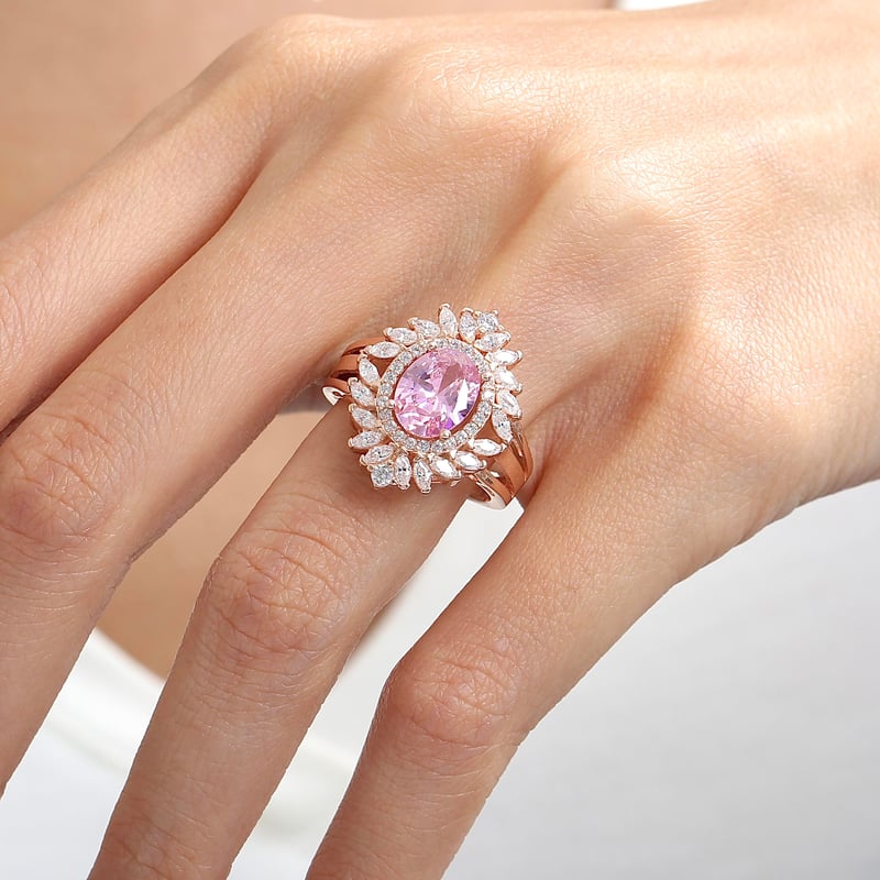 Effective Diamond Venedik Dansı Rose Renk Pink Taşlı Gümüş Yüzük