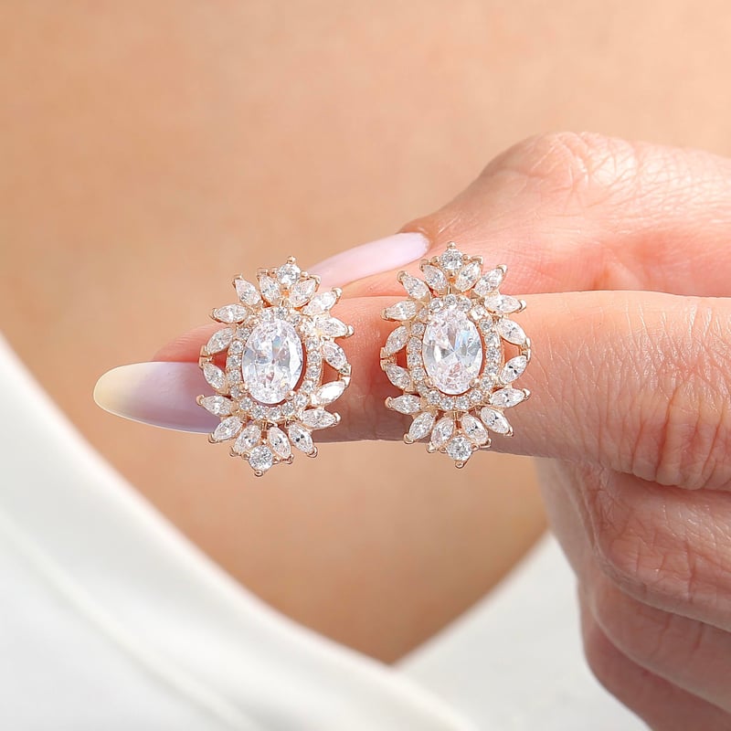 Effective Diamond Venedik Dansı Rose Renk Işıltılı Gümüş Küpe