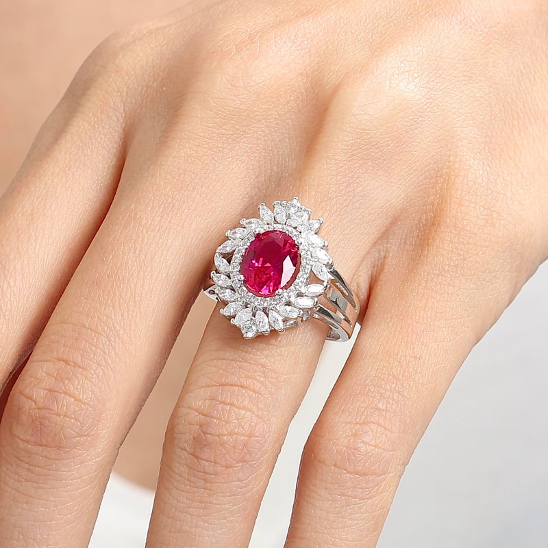 Effective Diamond Venedik Dansı Sentetik Yakut Taşlı Gümüş Yüzük