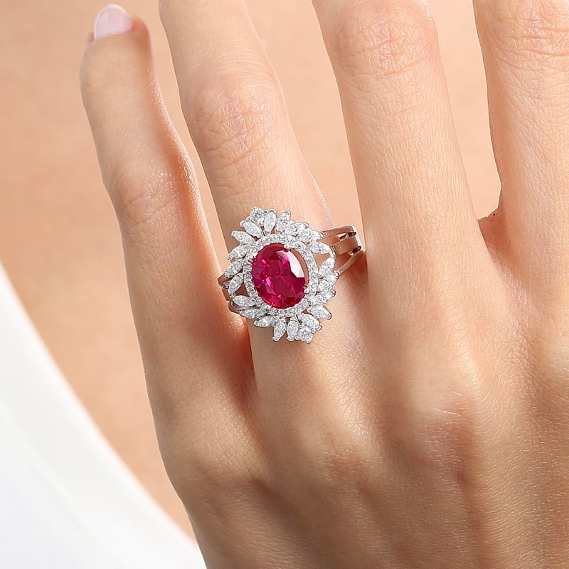 Effective Diamond Venedik Dansı Sentetik Yakut Taşlı Gümüş Yüzük