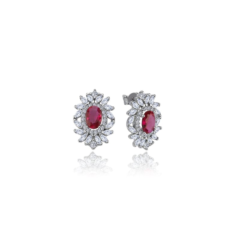 Effective Diamond Venedik Dansı Sentetik Yakut Taşlı Gümüş Küpe