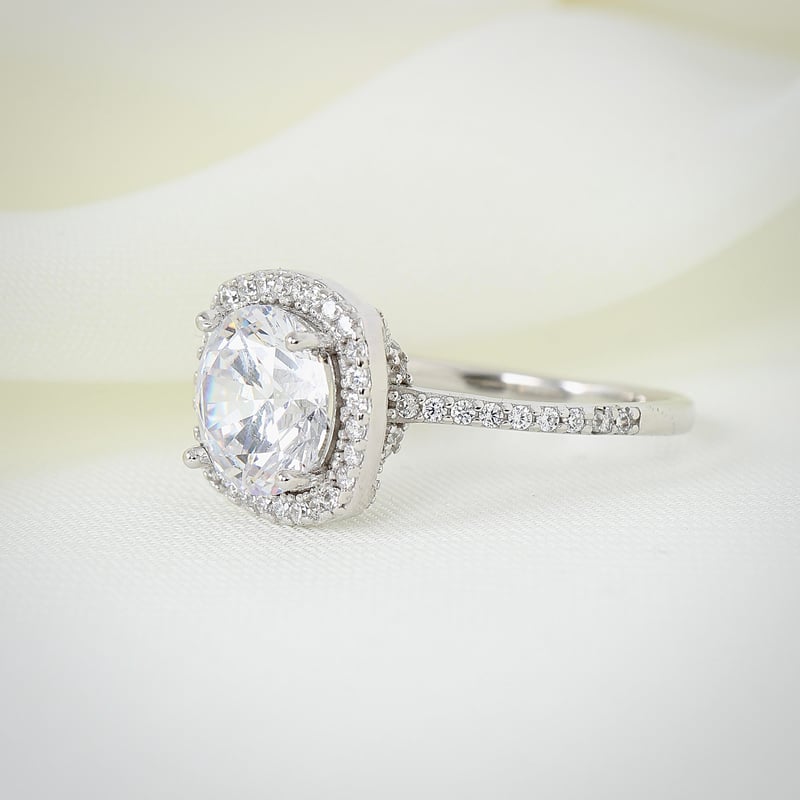 Effective Diamond Yeni 3 Karat Kare Gümüş Yüzük