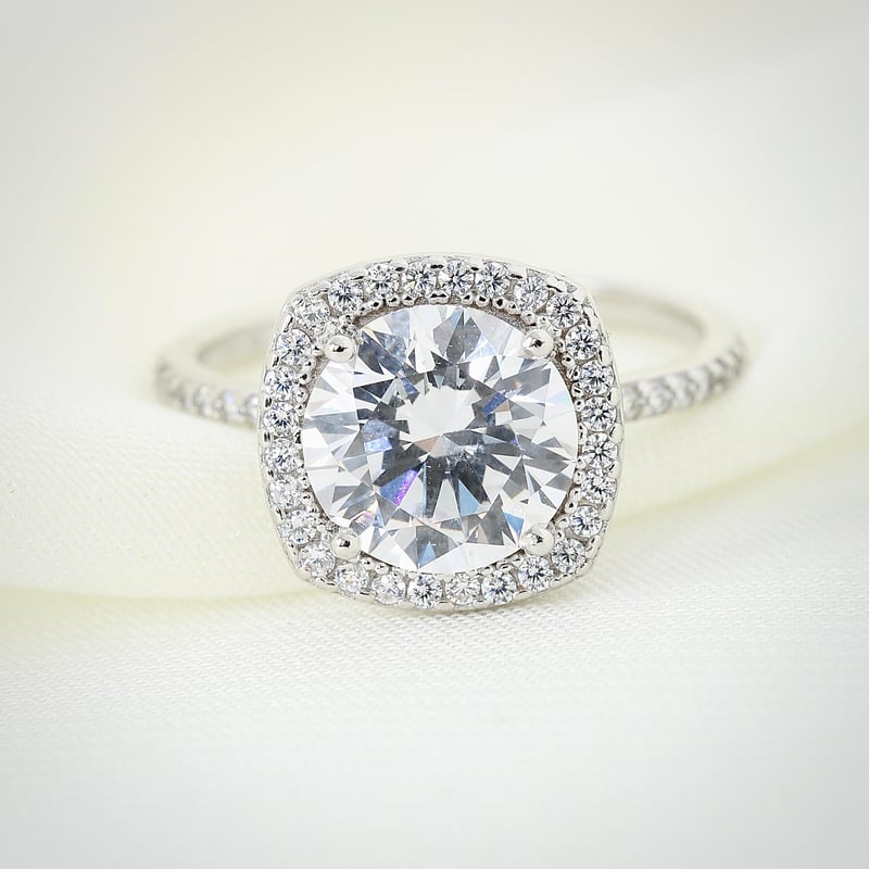 Effective Diamond Yeni 3 Karat Kare Gümüş Yüzük