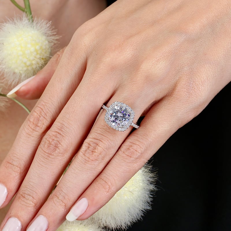 Effective Diamond Yeni 3 Karat Kare Gümüş Yüzük