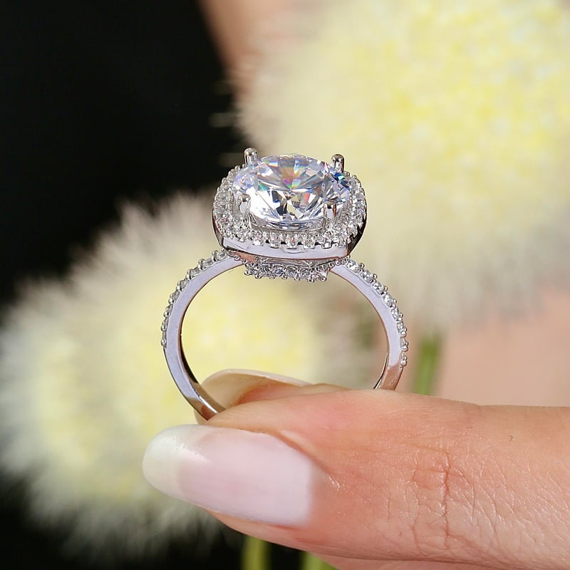 Effective Diamond Yeni 3 Karat Kare Gümüş Yüzük