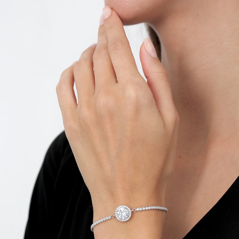 Effective Diamond Yeni 3 Karat Oval Gümüş Bileklik