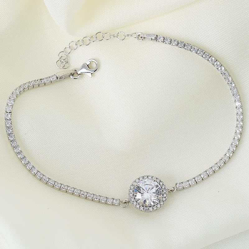 Effective Diamond Yeni 3 Karat Oval Gümüş Bileklik