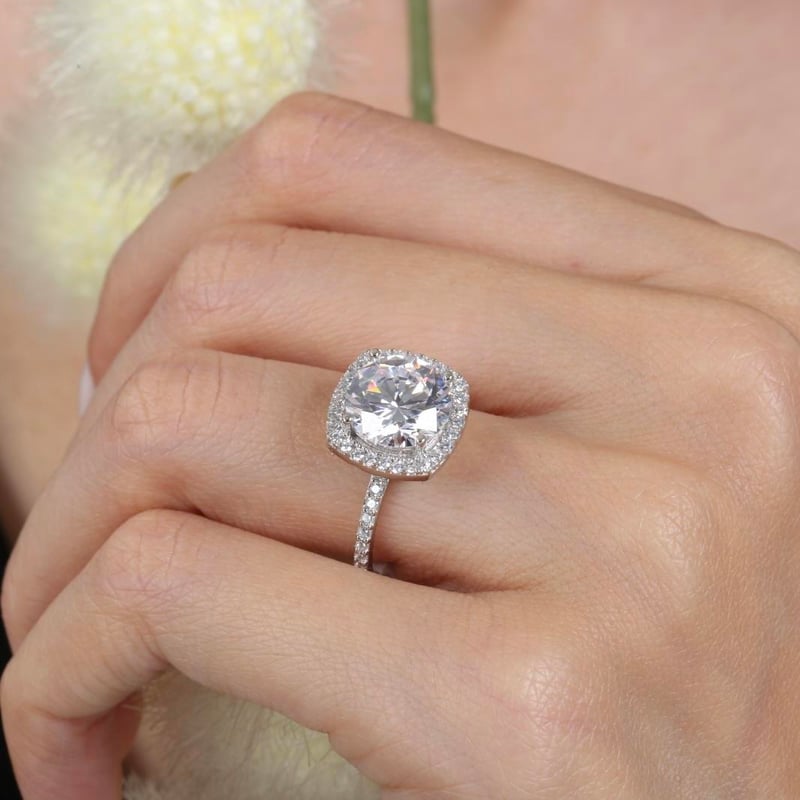 Effective Diamond Yeni 3 Karat Oval Gümüş Yüzük