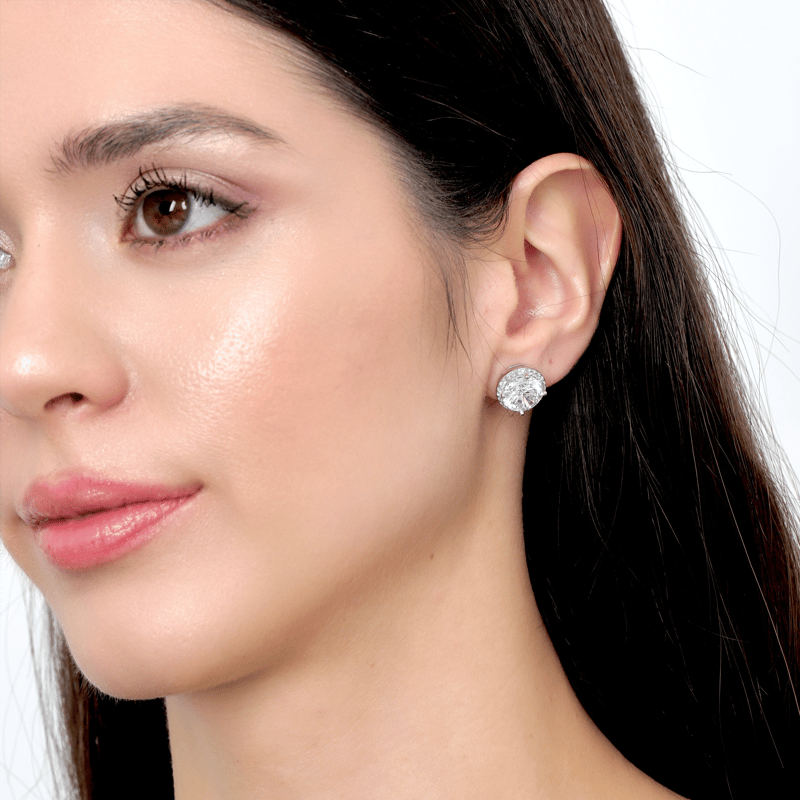 Effective Diamond Yeni 3 Karat Oval Gümüş Küpe