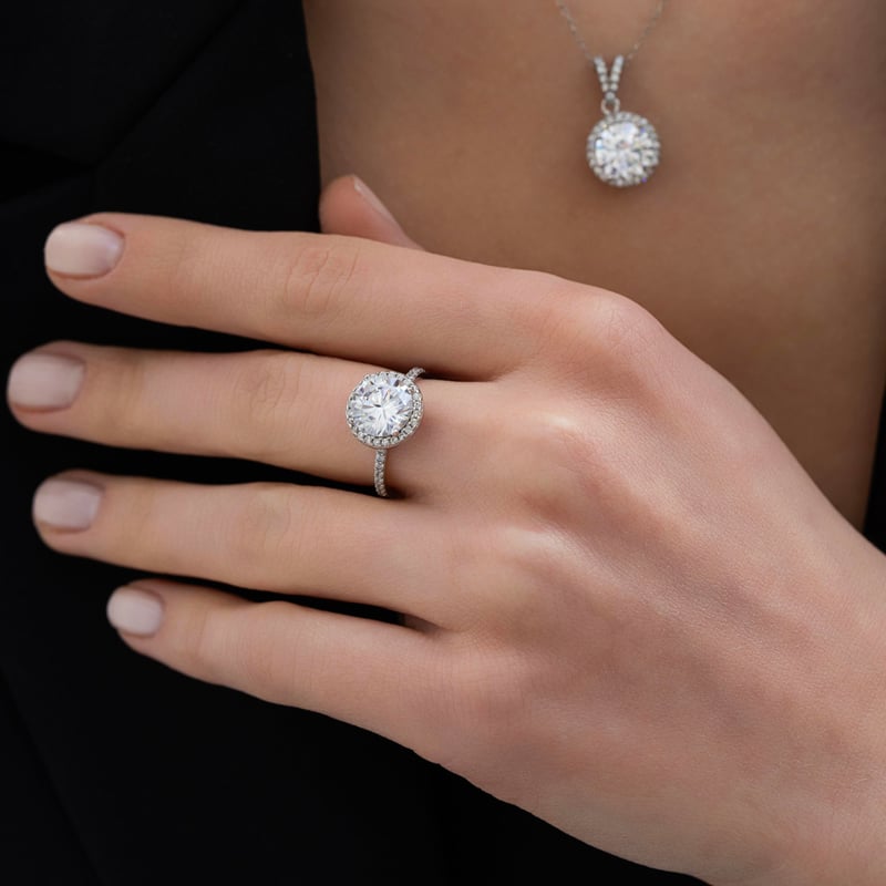 Effective Diamond Yeni 3 Karat Oval Gümüş Dörtlü Set