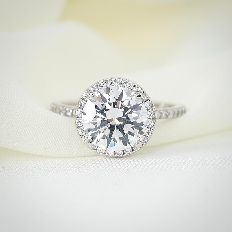 Effective Diamond Yeni 3 Karat Oval Gümüş Yüzük