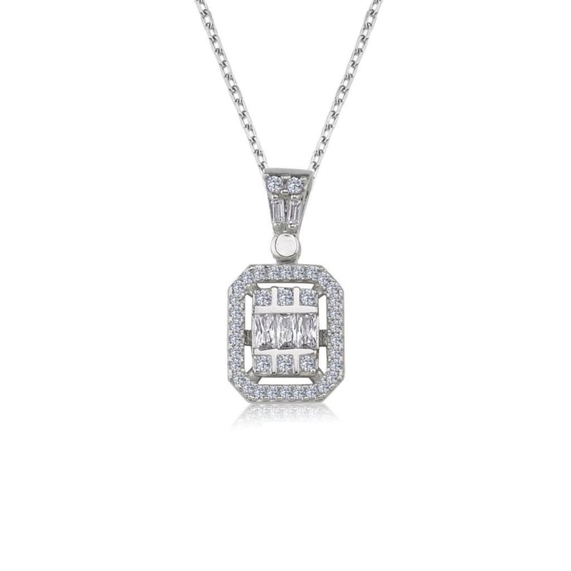 Effective Diamond Yeni Baget Avangarde Tektaş Gümüş Kolye